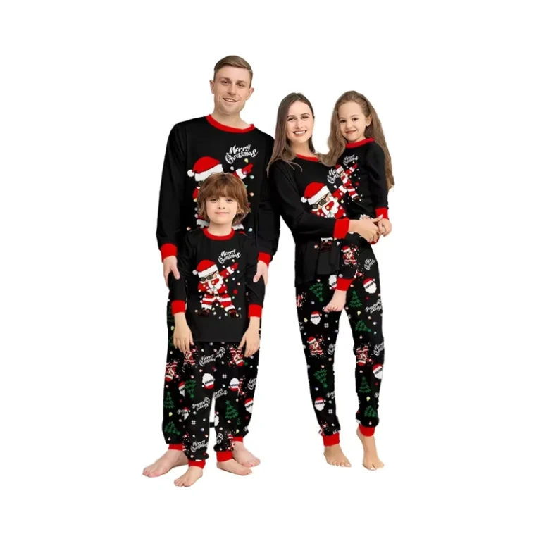 CHINEE-Premium-Comfortable-Red-Plaid-Knitted-Silk-Pajamas-for-Family-Christmas