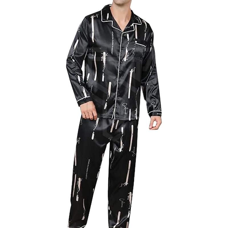 CHINEE Premium Quality Men's Spandex Polyester Turn Collar Short Sleeve Pajamas Factory Customizable Casual Breathable Quick