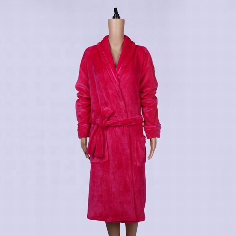 CHINEE Premium Red Honeycomb Long Pile House Robe for Ladies Durable Warm Bathrobe Hotel Spa Supply