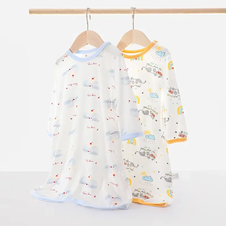 CHINEE-Premium-Soft-Modal-Baby-Nightgown-Thin-Summer-Kids-Sleepwear-Breathable-Long-Sleeve-Loungewear-Custom-Logo-for-Home-Sleeping