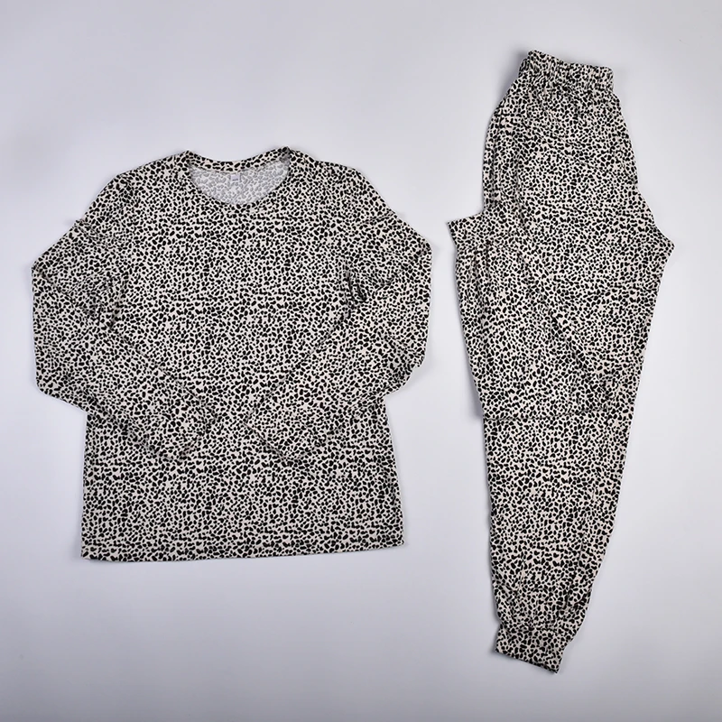 CHINEE Premium Soft Touch Loungewear Set Relaxed Fit Leopard Print Top and Pants