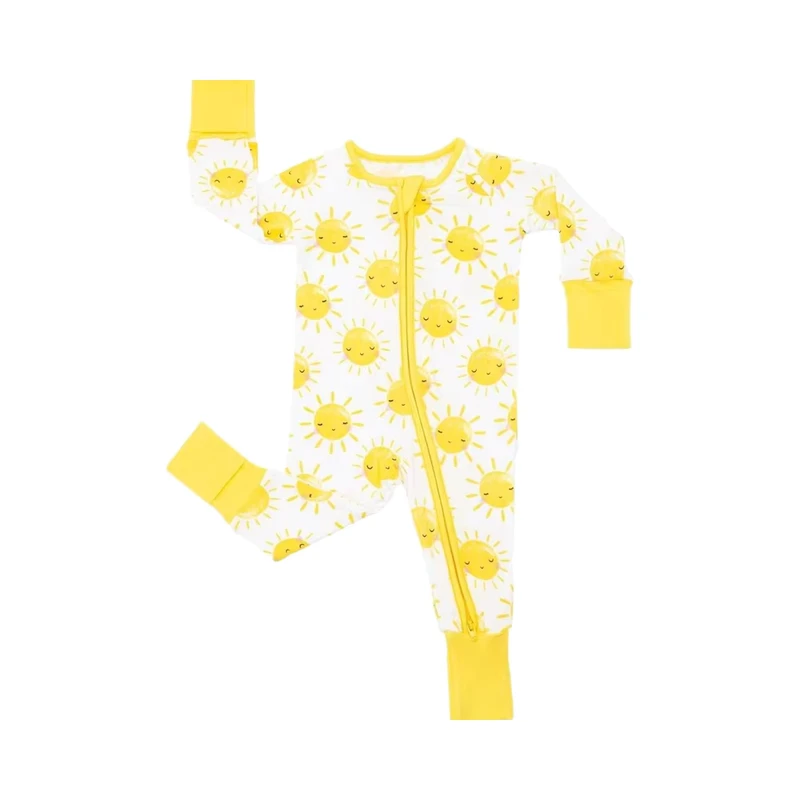 CHINEE Print Pattern Bamboo Pajamas for Little Sleepy Toddler Knitted Baby Boys and Girls Casual Winter PJs with 2 Way Zipper
