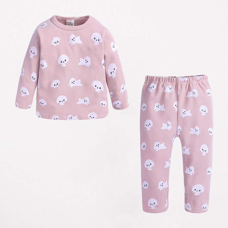CHINEE Printed Cute Cartoon Summer Long Sleeve Pjs 2Pcs Cotton Toddler Sleepwear Set Kids Pajamas Children Sleep Clothes