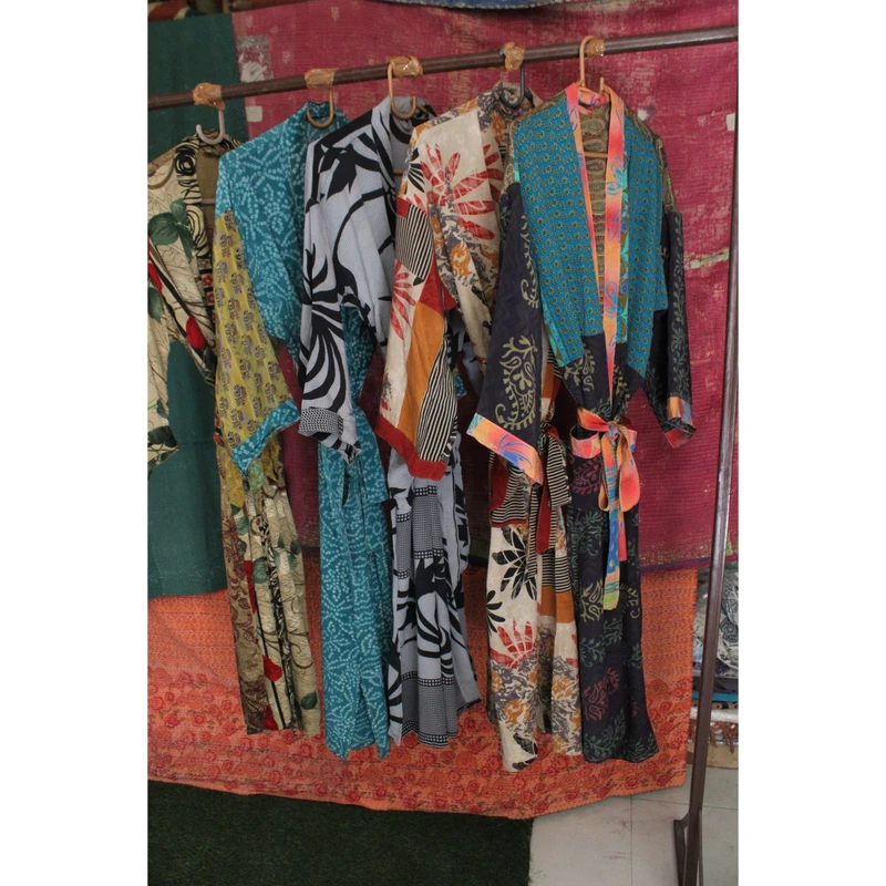 CHINEE Printed Silk Unisex Kimono Robe for Women Summer Breathable Quick Dry Free Size Beach Wear