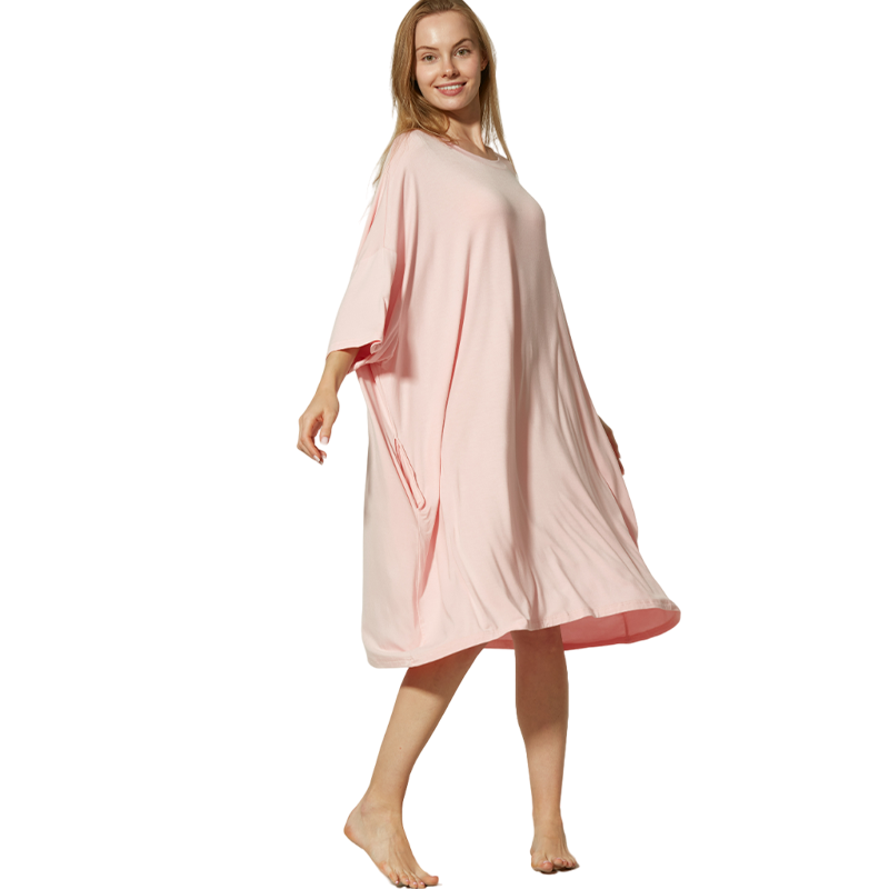 CHINEE Printing Customization Viscose From Bamboo Nightgowns for Women Short Sleeve Sleep Shirt Sleep Tee