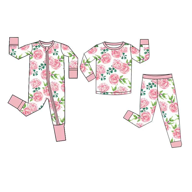 CHINEE Printing Double way Zipper Baby Bamboo Onesie Fold Over Mittens Infant Footie Jumpsuit Baby Kids Bamboo Romper Pajamas