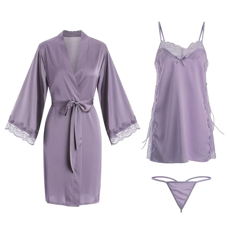 CHINEE Professional Spring Summer Casual Silk Satin V Neck Women's Robe Breathable Solid Pattern 100% Silk OEM