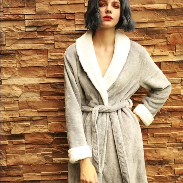 CHINEE Promotional Unisex Hooded Thermal 100% Polyester Warm Plush Fleece Bathrobe with Customized Logo