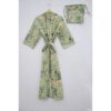 CHINEE Pure Cotton Floral Kimono Robe Summer Bathrobe Breathable Quick Dry Drawstring Closure Bridesmaid Beach Party
