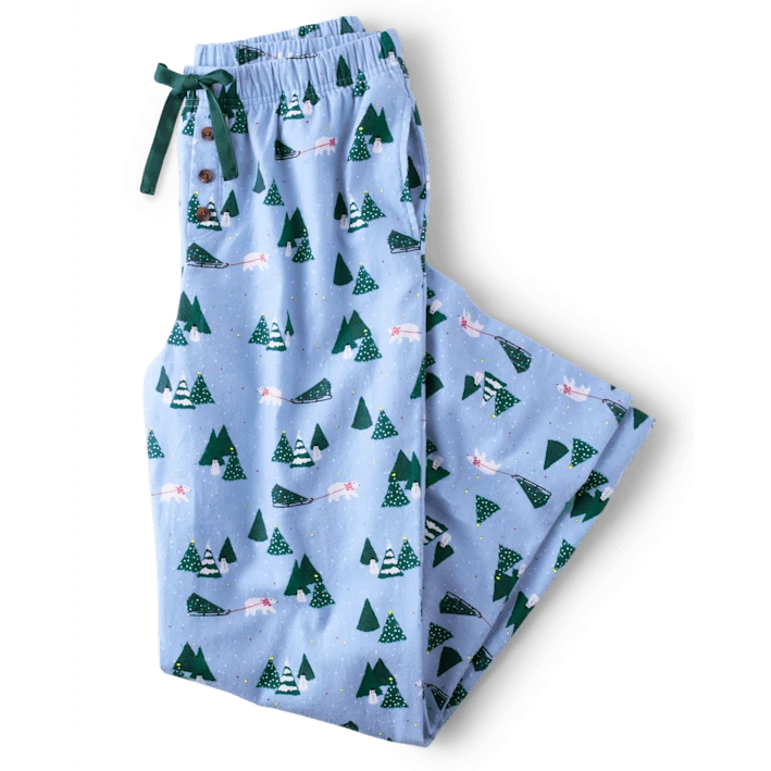 CHINEE Purple Women's 100% Cotton Print Flannel Pajama Pants with Faux Three Button Fly and Elasticized Waistband with Drawstring