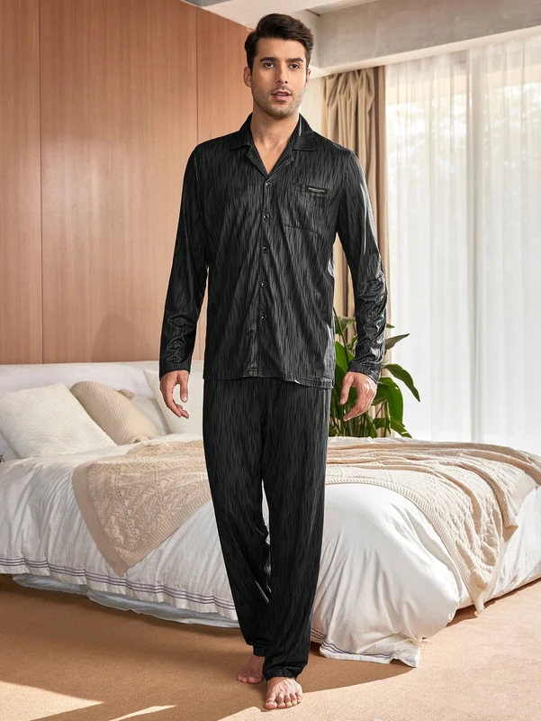 CHINEE Pyjamas Mens Sleepwear Designer Pajama Sets for Men 2 Pieces Men's Satin Pajamas