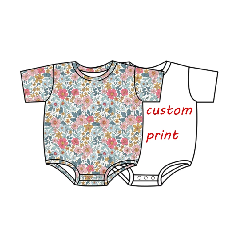 CHINEE Qingli OEM Custom Factory Baby Clothes Floral Print Kids Sleepwear High Quality Short Rompers Bamboo Pajamas