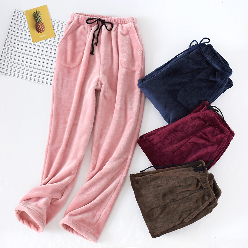 CHINEE Quality Flannel Women's Comfy Pajama Pants Long Casual Drawstring Palazzo Lounge Pants Soft Wide Leg Bottoms