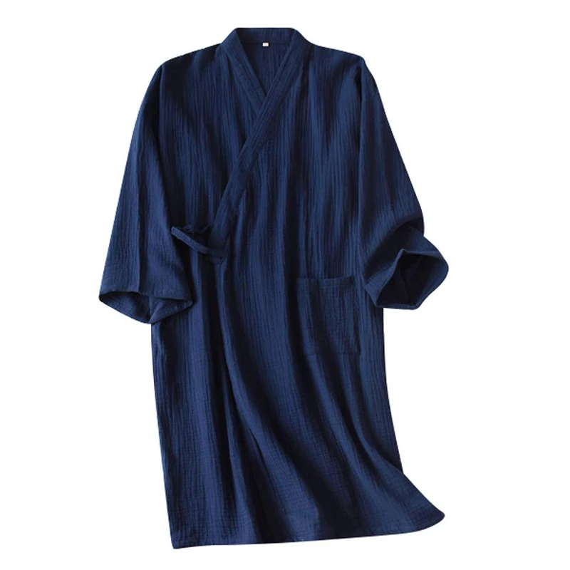 CHINEE Quick Dry Breathable 100% Cotton Kimono Waffle Men's Lightweight Waffle Robe (Available in Big & Tall)