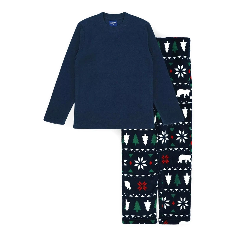 CHINEE RND Apparel Casual Family Pajama Set #117 Custom Plus Size Long Sleeves Plain Design Baby Boys Girls Autumn Winter Seasons Navy
