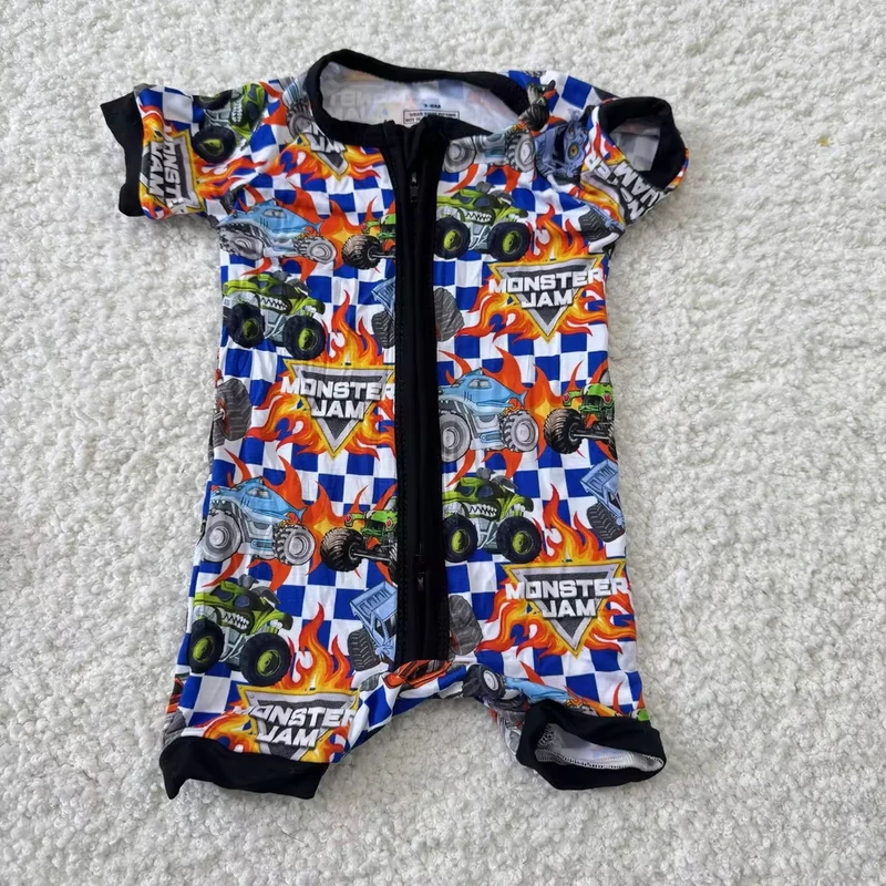 CHINEE RTS Low Moq Bamboo Shorties Print Kids Clothing Unisex Baby Pajamas Two Way Zipper