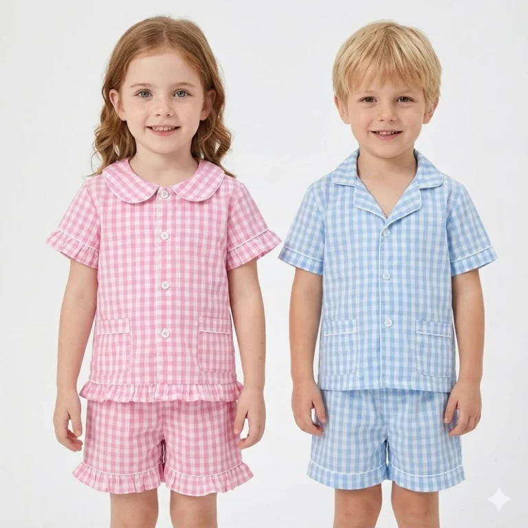 CHINEE-RTS-Sibling-Match-Pajamas-Set-Summer-Toddler-Girls-Ruffle-Gingham-Short-Sleeve-Set-Baby-Boy-Nightwear-Children-Clothe
