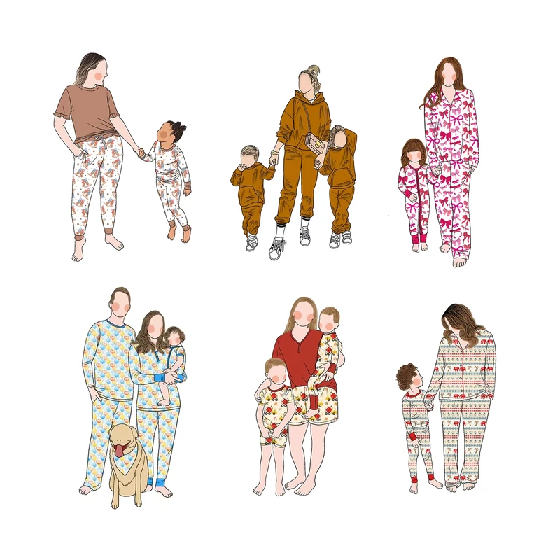 CHINEE Ready to Ship Print Mommy and Me Pajamas Baby Casual Romper Family Set