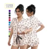 CHINEE Ready to Ship Women's Sleepwear Summer Striped Short Sleeve and Shorts Casual Pajamas