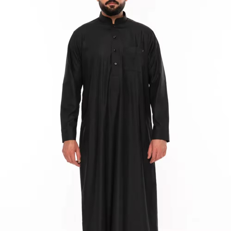 CHINEE Reasonable Pricing Customized Logo Modest Muslim Clothing Jubba Men's Elegant Arabic Robees Thobe Stand Collar Maxi Length Long