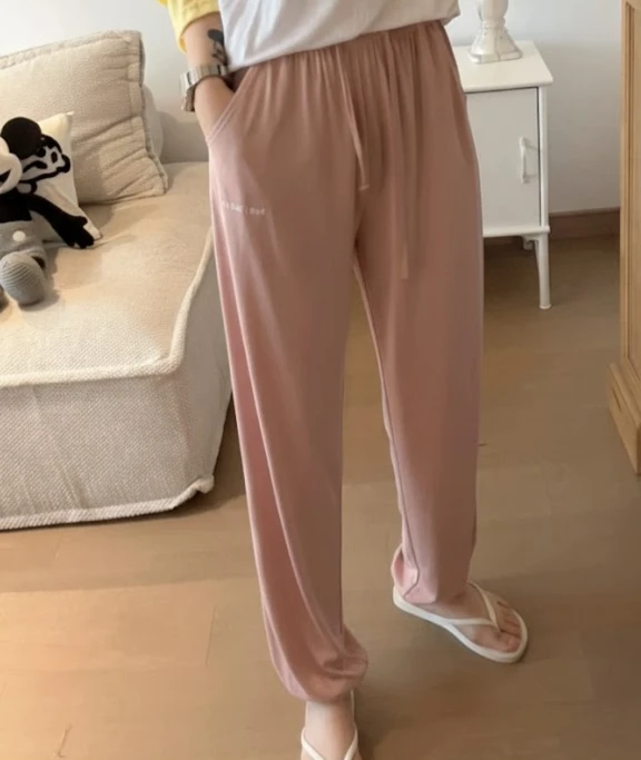 CHINEE Regular Fit Women's Spring Pyjama Pants Breathable Thin Viscose Blend Minimalist Full Length Indoor Outdoor Wear