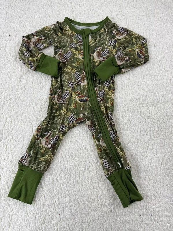 CHINEE Rts Baby Kids Long Sleeve Ruffle Sleepers Bamboo Fiber Girl Zippy Romper One Piece Pajamas Baby Zippy