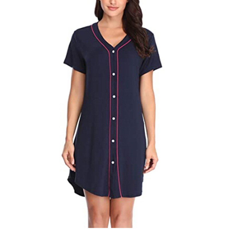 CHINEE SMOOTH Women's Summer Modal Nightgown Button Front Open Front Casual Breathable Sexy Loungewear Sleep Dress