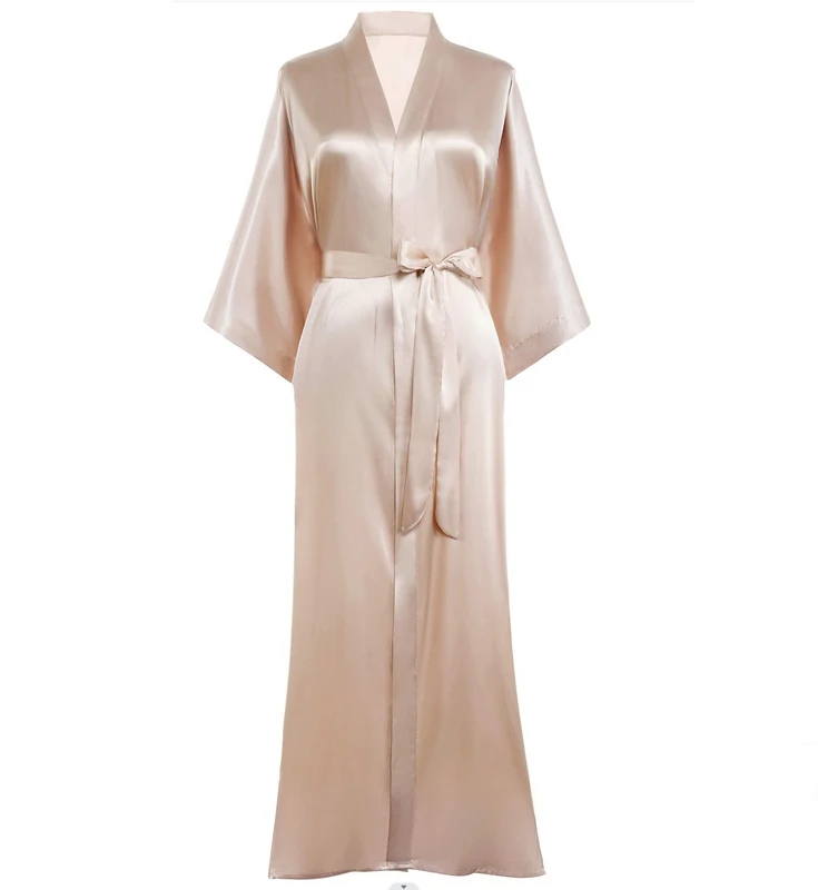 CHINEE Satin Kimono Robe Long Silky Kimono Bathrobe Sleepwear Wedding Bridesmaid Robe Custom