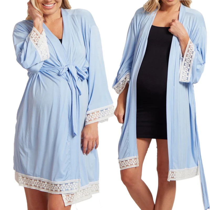 CHINEE Sexy Lace Maternity Pajamas Pregnant Women Lounge Breastfeeding Pajamas Maternity Robe Maternity Nightgown Nursing Pajamas