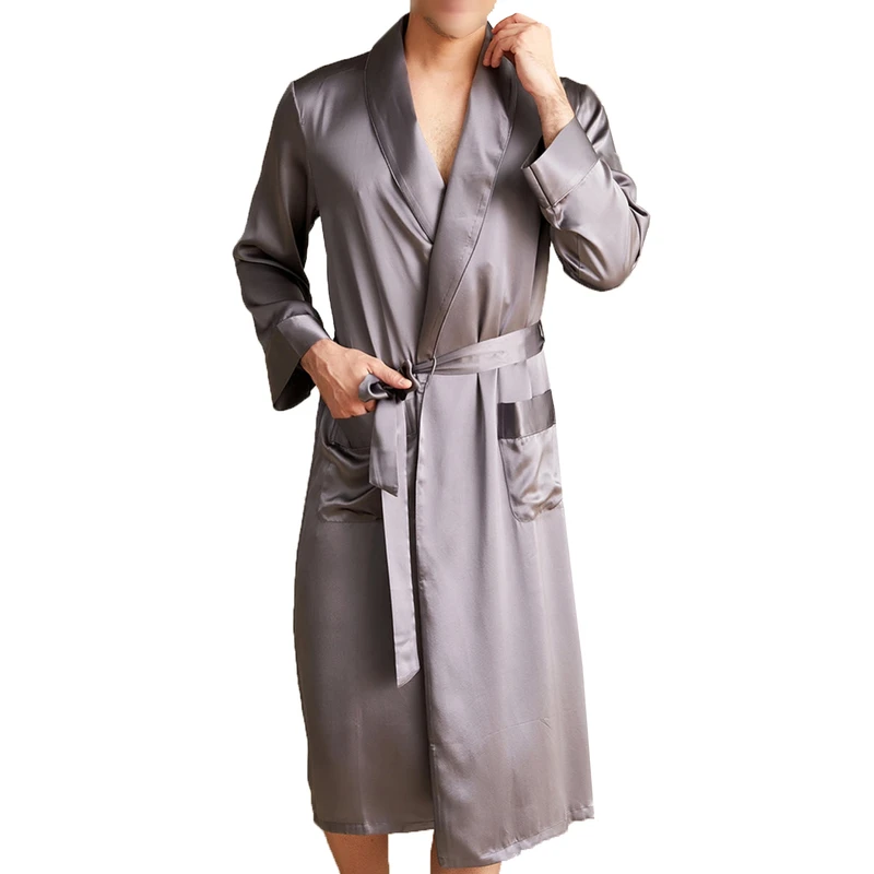 CHINEE Sexy Men Bathrobe Customized Luxury Satin Silk Gown Night Sleepwear Robe Men's Sexy Solid Silk Satin Robes