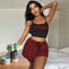 CHINEE Sexy Pajamas for Women Set Ladies Milk Silk Casual Lounge Wear Letter Print Lingerie Set Women's Sleepwear