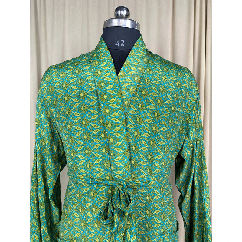 CHINEE Silky Soft Men's Kimono Robe Long Sleeve Elegant Vintage Satin House Beach Wear Timeless Comfortable Lounge Sustainable Classic