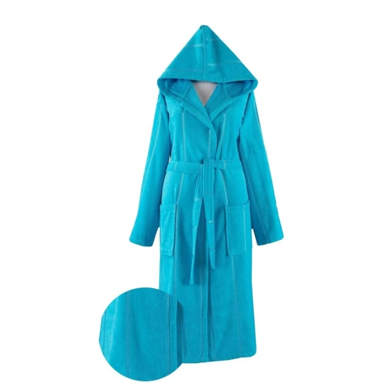CHINEE Single Bathrobe Turquoise Cotton Tub Mats & Bath Towels