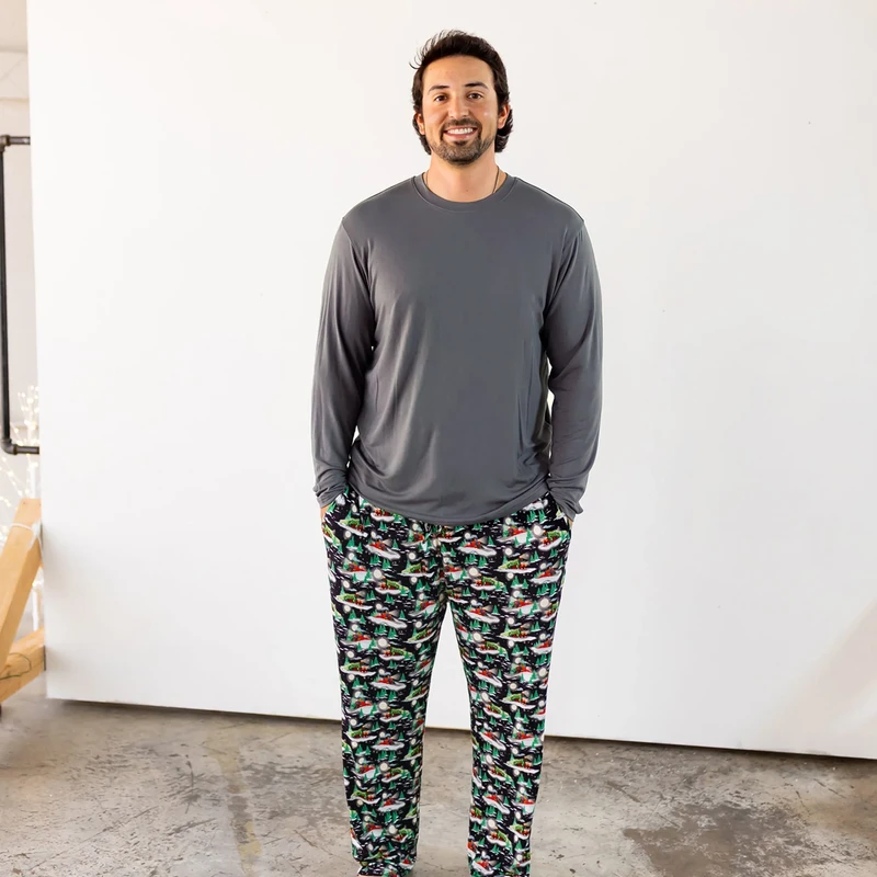 CHINEE Sleeping Pyjamas Men's Sleepwear Set Long Sleeve Loungewear Bamboo Pyjamas Cotton Pajama Set Men