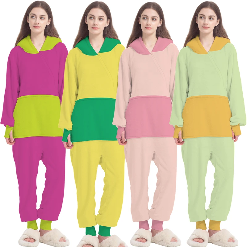 CHINEE Slim Fit Adult Onesie Pajamas Flannel Warmth Fluffy Cozy and Light Custom Zipper Closure Sleepwear Homewear