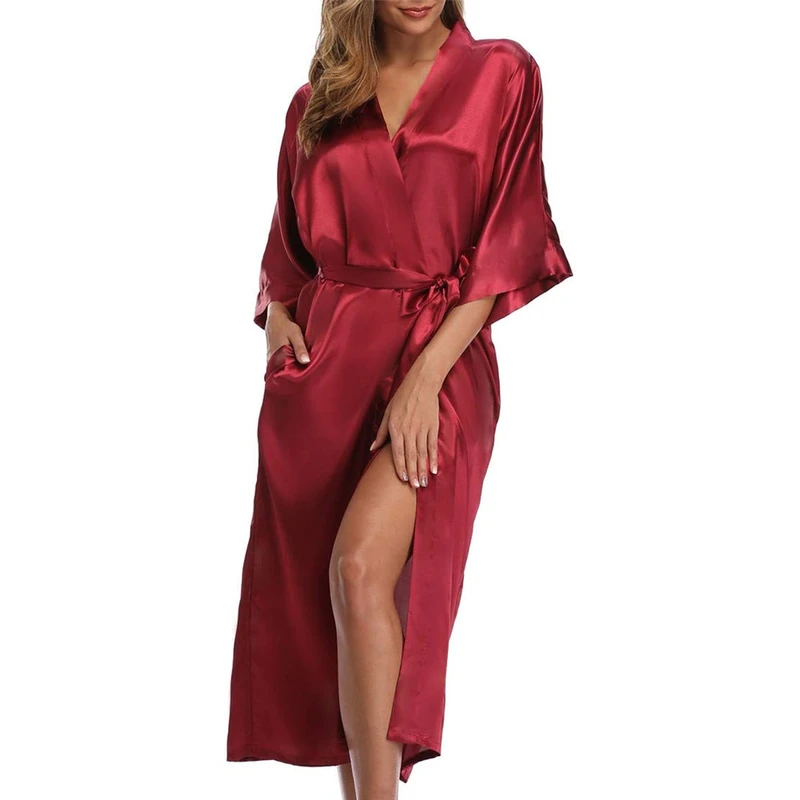 CHINEE Slim Fit Spring Summer Thermal Elegant Satin Silk Cotton Customizable Sleeping Robes Drawstring Closure Front Logo Option Short