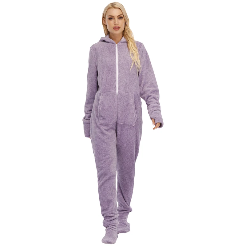 CHINEE Soft 100% Polyester Jumpsuit Onesie Womens Adult Fleece Winter Pajama Custom Woman Onesie