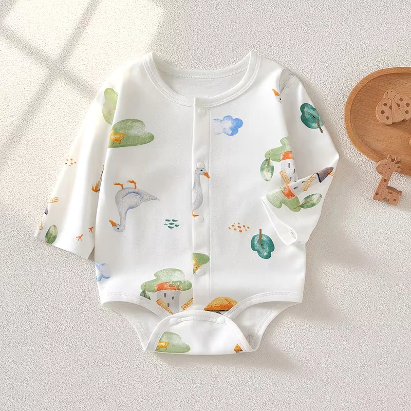 CHINEE Soft Autumn Cotton Baby Rompers Seamless Newborn Jumpsuits Kids Pajamas Bodysuits For Home Sleeping Daily Wear