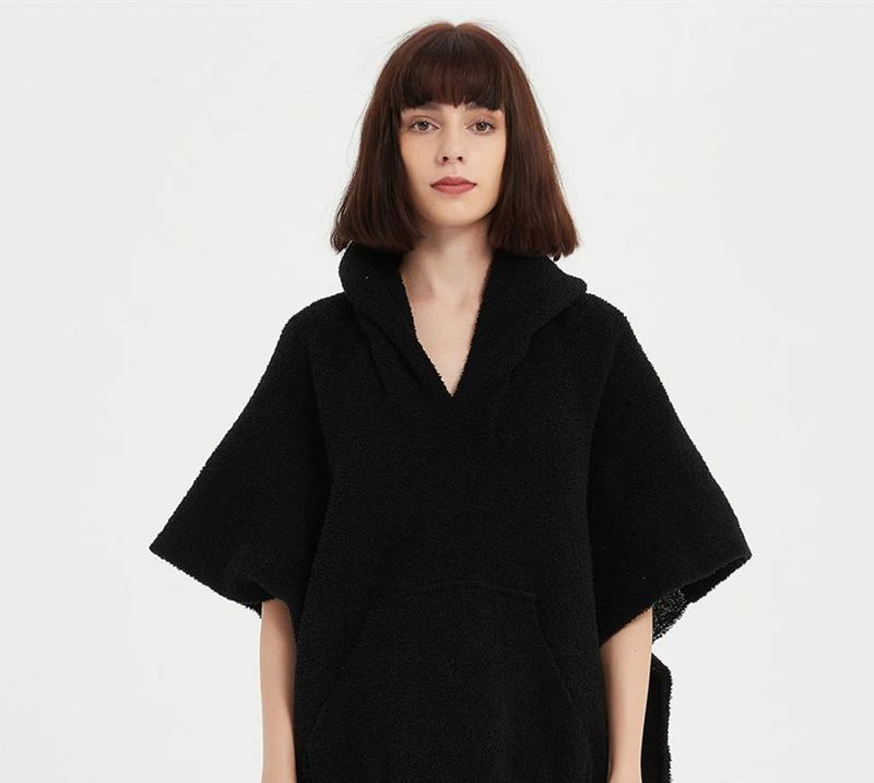 CHINEE Soft Comfortable Homewear Oversize Half Sleeve Hooded Clothes for Women Bath Robe