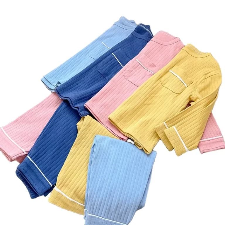 CHINEE-Soft-Comfortable-Pajama-Set-for-Kids-Long-Sleeve-Children-Clothing-Pyjamas-Solid-Colors-Baby-Sleepwear-Set