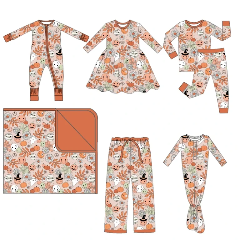 CHINEE-Soft-Cozy-Halloween-Pumpkin-Toddler-Kids-Bamboo-Two-Pieces-Set-Lounge-Sleepwear-Long-Sleeve-Bamboo-Pajamas-Set-for-Baby
