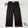 CHINEE Soft Long Pajama Pants Heart Patterned Decoration Elastic Waistband Design Women's Style for Spring Summer and Autumn