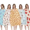 CHINEE Soft Nightgown Short Sleeve Nightshirts Printing Tee Sleep Dress Oversized T Shirt for Women with Pockets