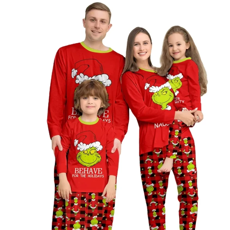 CHINEE-Soft-Parent-child-Round-Neck-Long-Sleeve-Home-Wear-Set-Cute-Cartoon-Monogrammed-Family-Matching-Pajamas-Set