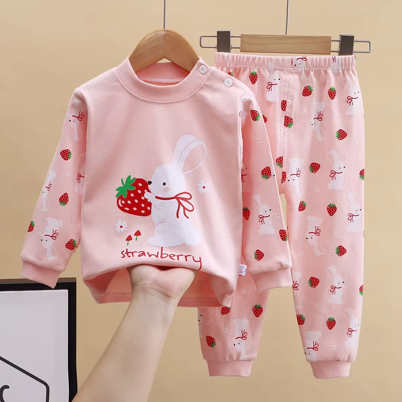 CHINEE Soft Pure Cotton Kids Long Sleeve Pajama Set Top and Pant 2PCS Casual Infant Children Nightclothes Christmas Pajamas