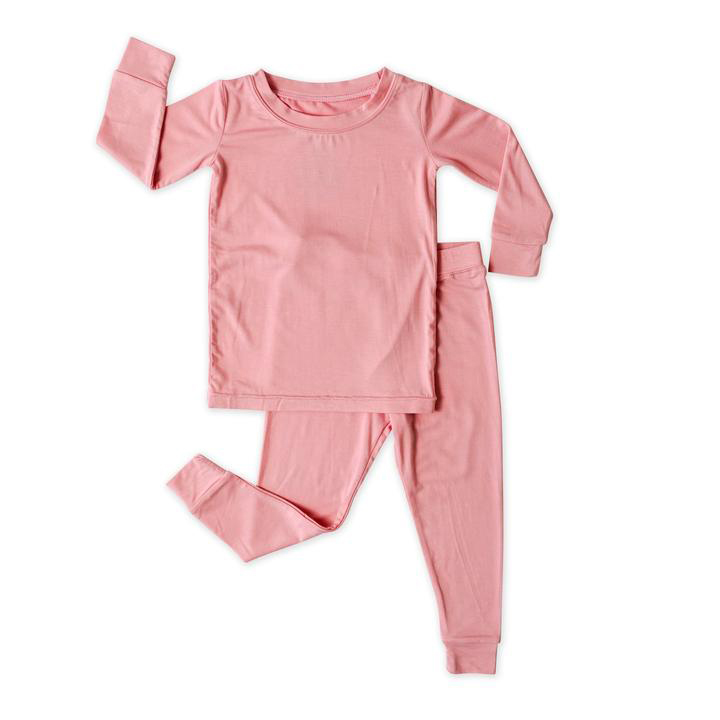 CHINEE Soft Rayon Solid Color Short Sleeve Long Pants Kids Sleepwear Infant Toddler Two Piece Bamboo Viscose Pajama Set