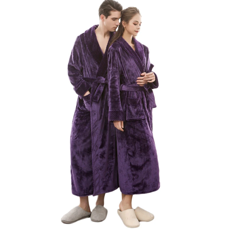 CHINEE Soft and Cozy Microfiber Bathrobe Plain Style V Neck Womens Ladies Bath Robes Couple Bathrobe for Women