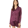 CHINEE Solid Casual Women's Sleepwear Shorts Set Short Sleeve Top Breathable Fabric