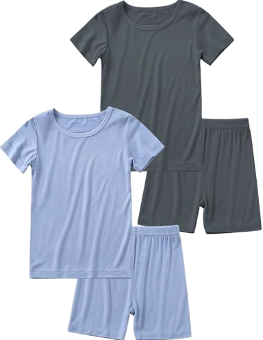CHINEE Solid Color Baby Pajamas Short Sleeve Two Piece Set Elastic Waist Soft Children Night Suit For Daily Home Wear