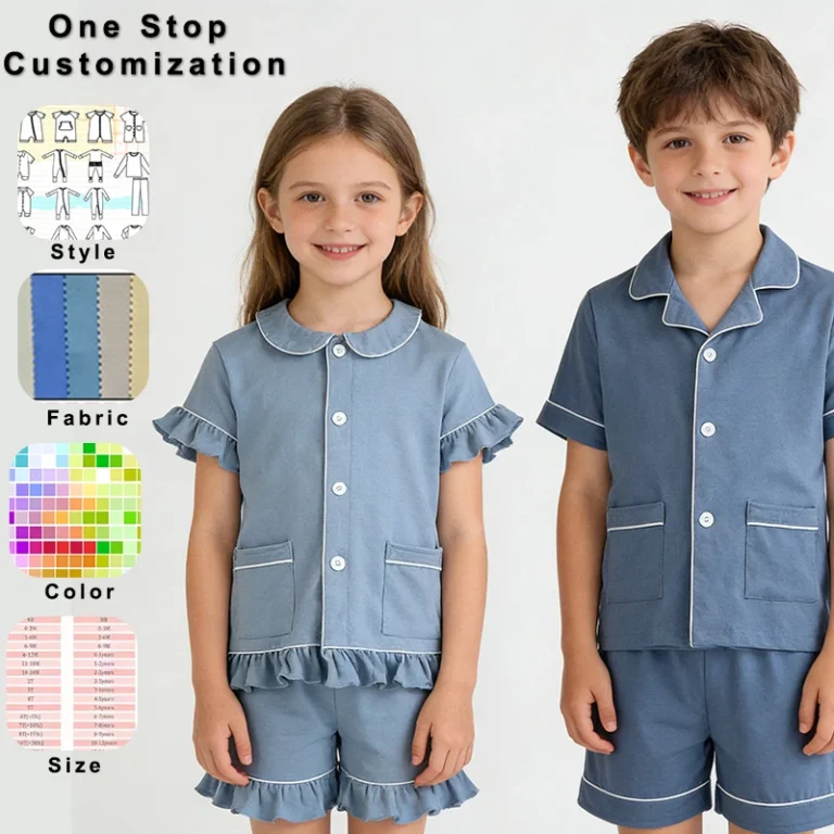 CHINEE-Solid-Color-Custom-Logo-Comfortable-Kids-Sleepwear-Toddler-Kids-Baby-Pajamas-Childrens-Clothing-Pajamas-for-Summer